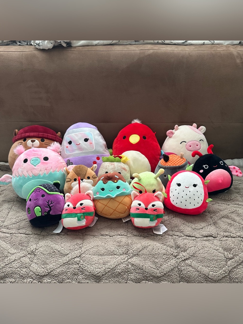 Squishmallows Assorted Colorful Plushies Lot Kawaii Fox Cow Bird Dragonfruit